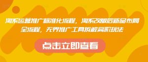 淘系运营推广标准化流程,淘系改版后新品布局全流程,无界推广工具拆解高阶玩法-最全项目网