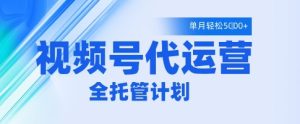 视频号代运营2.0,全程托管招募,单月轻松变现5k【揭秘】-最全项目网