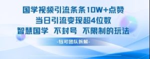 国学视频引流条条10W+点赞当日引流变现超4位数-最全项目网