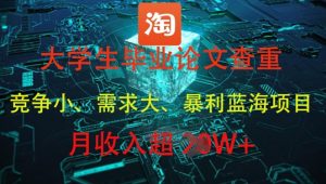 大学生毕业论文查重，暴利蓝海项目，月收入过1W+-最全项目网