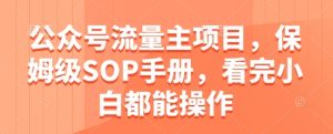 公众号流量主项目，保姆级SOP手册，看完小白都能操作-最全项目网