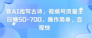 靠AI改写古诗，视频号流量主日入几张，操作简单，变现快-最全项目网