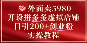 外面卖5980开设拼多多虚拟店铺:单日引流200+创业付费粉实战教程-最全项目网
