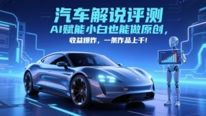 抖音汽车解说评测赛道，AI赋能小白也能做原创，收益爆炸，一条作品上千-最全项目网