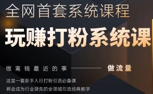 2025行业首套全网全域打粉系统神课,做流量做离钱最近的事,一套新手入行打粉引流必备课-最全项目网