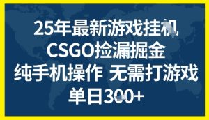 25年CSGO游戏搬砖，全自动挂G，不需要玩游戏，手机操作日入3张+【揭秘】-最全项目网