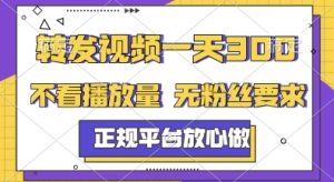 转发视频一天3张+，正规平台放心做，不看播放量，无粉丝要求，随时随地挣收益【揭秘】-最全项目网