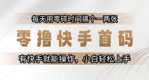 零撸快手首码,每天用零碎时间搞个一两张,有快手就能操作小白轻松上手【揭秘】-最全项目网
