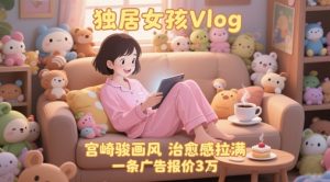 单个账号涨粉71W!用AI制作独居女孩Vlog,宫崎骏画风,治愈感拉满,一条广告报价3W-最全项目网