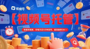 【视频号托管 】我提供视频，你每天花5分钟发布，最高躺挣2W+【揭秘】-最全项目网