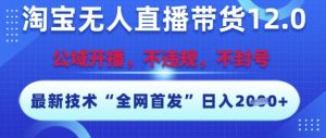 淘宝无人直播带货12.0,最新技术,不封号,不违规,操作简单,开播爆单,日入多张【揭秘】-最全项目网