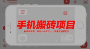 手机搬砖项目,有手就能做,亲测一小时几十,苹果安卓都可以-最全项目网