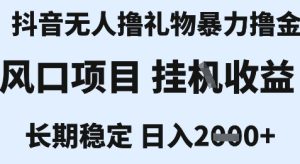 最新风口抖音无人暴力撸金技术,不违规不封号,一个小时收益2k+,小白当天拿结果【揭秘】-最全项目网