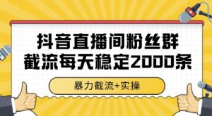抖音直播间粉丝群截流,稳定采集数据全行业通用 2000条数据一天【揭秘】-最全项目网