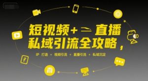 短视频+直播私域引流全攻略,IP打造 +视频引流 +直播引流 +私域沉淀-最全项目网