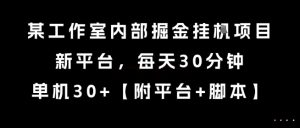 某工作室内部掘金挂G项目,新平台,每天30分钟,单机30+【揭秘】-最全项目网