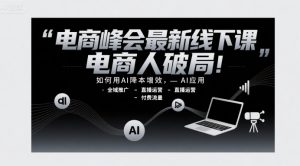 电商峰会最新线下课,电商人破局,如何用AI降本增效,AI应用-全域推广-直播运营-付费流量-最全项目网