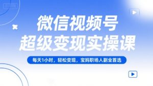 微信视频号超级变现实操课,每天1小时,轻松变现,宝妈职场人副业首选-最全项目网