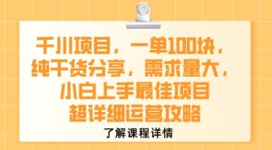 千川项目,一单1张,纯干货分享,需求量大,小白上手最佳项目,超详细运营攻略-最全项目网