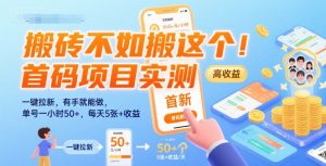 搬砖不如搬这个！首码项目实测：一键拉新，有手就能做，单号一小时50+，每天5张+收益【揭秘】-最全项目网