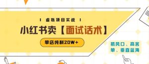 小红书虚拟项目掘金，卖面试话术资料，单店纯利20W+(附爆款笔记制作方法)-最全项目网