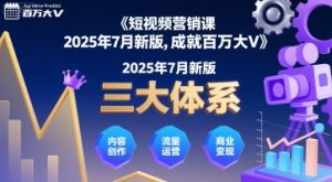 短视频营销课2025年7月新版,三大体系成就百万大V-最全项目网