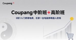 Coupang中阶班+高阶班,0到1入门跨境电商,在家一台电脑挣韩国人的钱-最全项目网