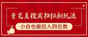 夸克直搜实拍拉新玩法,小白也可以日入四位数-最全项目网