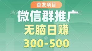 首发项目,微信群推广,一天15单,每单利润10米,无脑日入3-5张【揭秘】-最全项目网