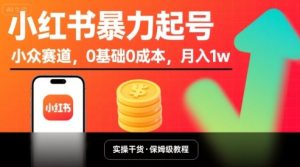 小红书暴力起号,小众赛道,0基础0成本,月入1w-最全项目网