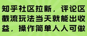 知乎社区拉新，评论区截流玩法当天就能出收益，操作简单人人可做-最全项目网