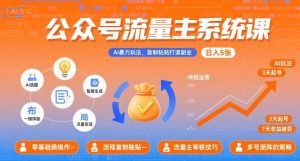 公众号流量主系统课,AI暴力玩法,复制粘贴打造副业,日入5张 +【附工具指令】-最全项目网