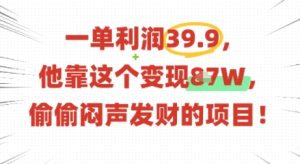 一单利润39.9,有人靠这个变现几十个,偷偷闷声发财的项目-最全项目网