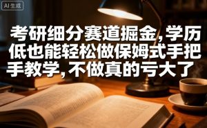 考研细分赛道掘金,日入1k+,学历低也能轻松做保姆式手把手教学,不做真的亏大了【揭秘】-最全项目网