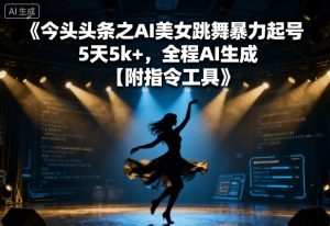 今日头条之AI美女跳舞暴力起号,5天1k+,全程AI生成【附指令工具】-最全项目网