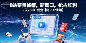 B站带货秘籍,新风口,抢占红利,7天2k+佣金【附SOP手册】-最全项目网