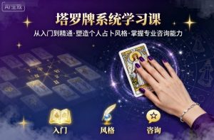 塔罗牌系统学习课,助你从入门到精通,塑造个人占卜风格,掌握专业咨询能力-最全项目网