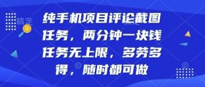 纯手机项目评论截图任务,两分钟一块钱多劳多得,随时随地都能做【揭秘】-最全项目网