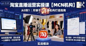 淘宝直播运营实操课【MCN机构】,从0到1做一家月销千W的直播机构-最全项目网
