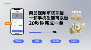 商品视频审核项目,一部手机随时随地都可以做,20秒钟完成一单,单日收益 4张【揭秘】-最全项目网