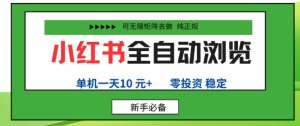 小红书全自动浏览项目,零投资,全程手机去跑,单账号一天10米+,可无限矩阵去做【揭秘】-最全项目网