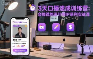 3天口播速成训练营,会搞钱的设计师IP系列实战课-最全项目网