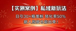 【实测案例】私域新玩法,日引30+精准粉,转化率50%,新人照做也能出单!-最全项目网