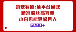 萌宠赛道,全平台通吃,精准粉丝高客单,小白也能轻松月入5k-最全项目网