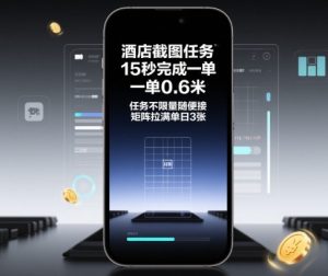 酒店截图任务,15秒完成一单,一单0.6米,任务不限量随便接,矩阵拉满单日3张【揭秘】-最全项目网