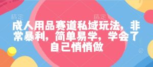 成人用品赛道私域玩法,非常暴利,简单易学,学会了自己悄悄做-最全项目网