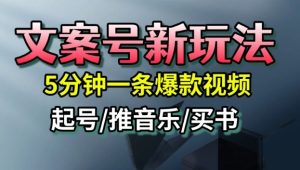 文案号新玩法，5分钟一条爆款视频，流量高，起号快，多方位变现-最全项目网
