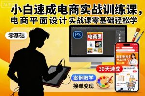 小白速成电商实战训练课,电商平面设计实战课零基础轻松学-最全项目网