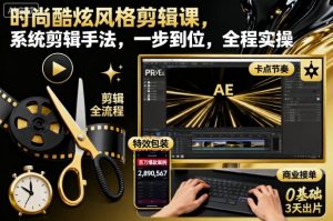 时尚酷炫风格剪辑课,系统剪辑手法,一步到位,全程实操-最全项目网