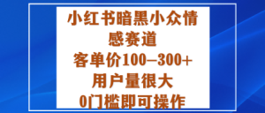 小红书暗黑小众情感赛道,客单价100-300+用户量很大,0门槛即可操作-最全项目网